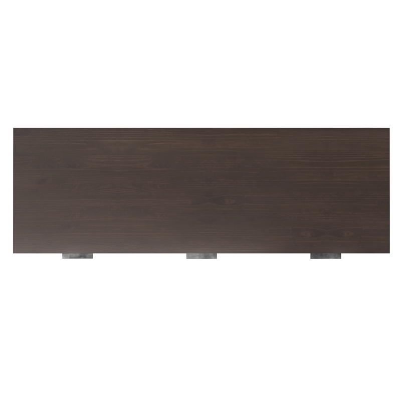 Pemberly Row Solid Wood 72 in Wide Desk in Warm Walnut Brown with Storage