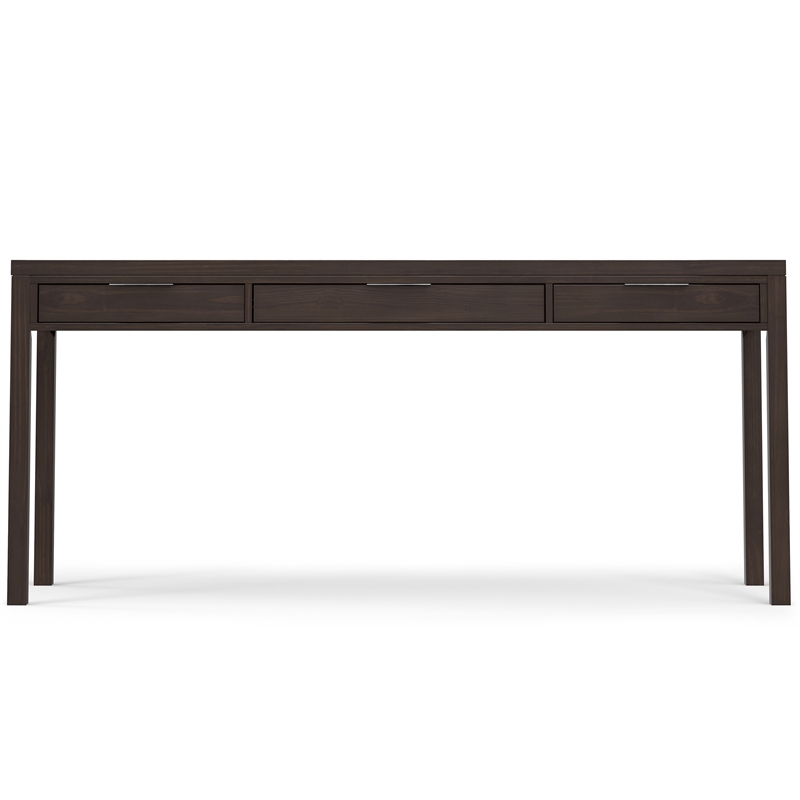 Pemberly Row Solid Wood 72 in Wide Desk in Warm Walnut Brown with Storage