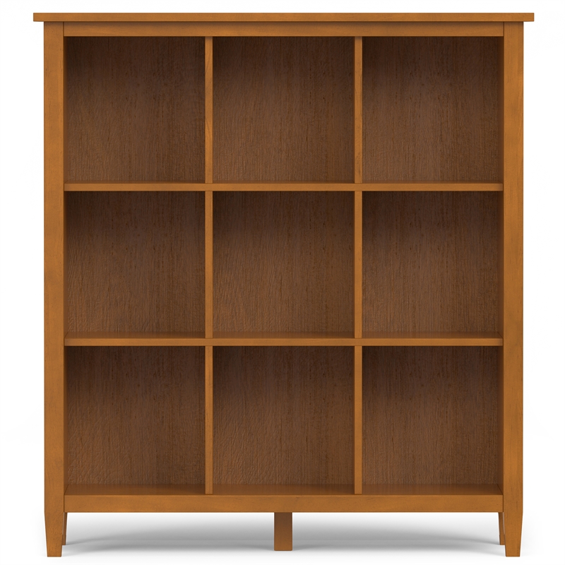 Pemberly Row Solid Wood 48 x 44 in 9 Cube Storage Unit in Light Golden Brown