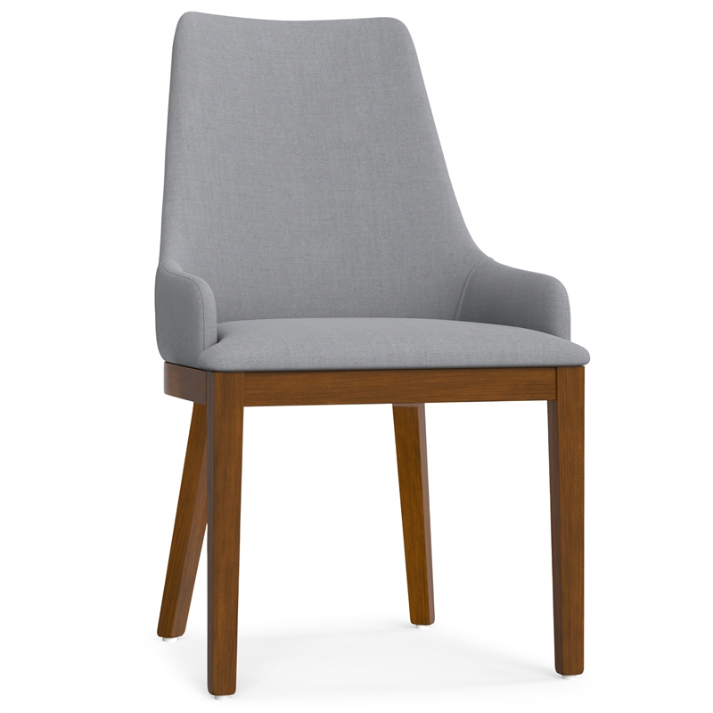 Pemberly Row Contemporary Dining Chair Set of 2 in Light Gray Fabric