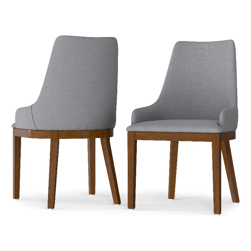 Pemberly Row Contemporary Dining Chair Set of 2 in Light Gray Fabric