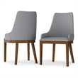 Pemberly Row Contemporary Dining Chair Set of 2 in Light Gray Fabric
