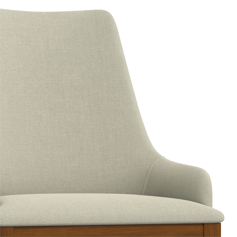 Pemberly Row Contemporary Dining Chair Set of 2 in Natural Linen Look Fabric