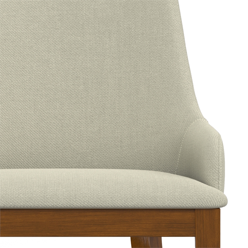 Pemberly Row Contemporary Dining Chair Set of 2 in Natural Linen Look Fabric
