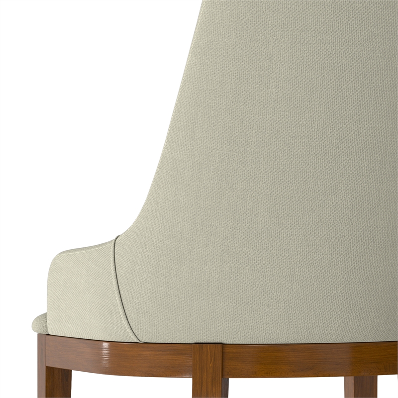 Pemberly Row Contemporary Dining Chair Set of 2 in Natural Linen Look Fabric