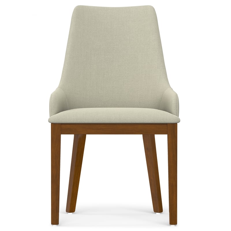 Pemberly Row Contemporary Dining Chair Set of 2 in Natural Linen Look Fabric