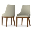 Pemberly Row Contemporary Dining Chair Set of 2 in Natural Linen Look Fabric