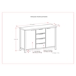 Pemberly Row Pine Sideboard Buffet with 4 Drawers & Cabinets in Saddle Brown