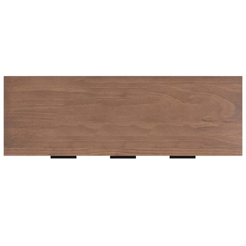 Pemberly Row Pine Sideboard Buffet with 4 Drawers & Cabinets in Saddle Brown