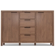 Pemberly Row Pine Sideboard Buffet with 4 Drawers & Cabinets in Saddle Brown
