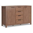 Pemberly Row Pine Sideboard Buffet with 4 Drawers & Cabinets in Saddle Brown