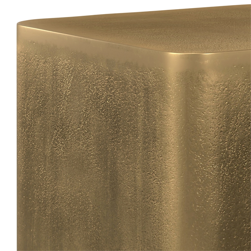 Pemberly Row Metal Side Table in Antique Brass Finish Rounded Square Shape