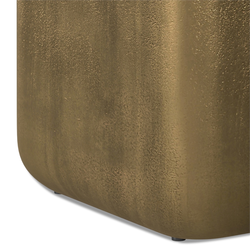 Pemberly Row Metal Side Table in Antique Brass Finish Rounded Square Shape