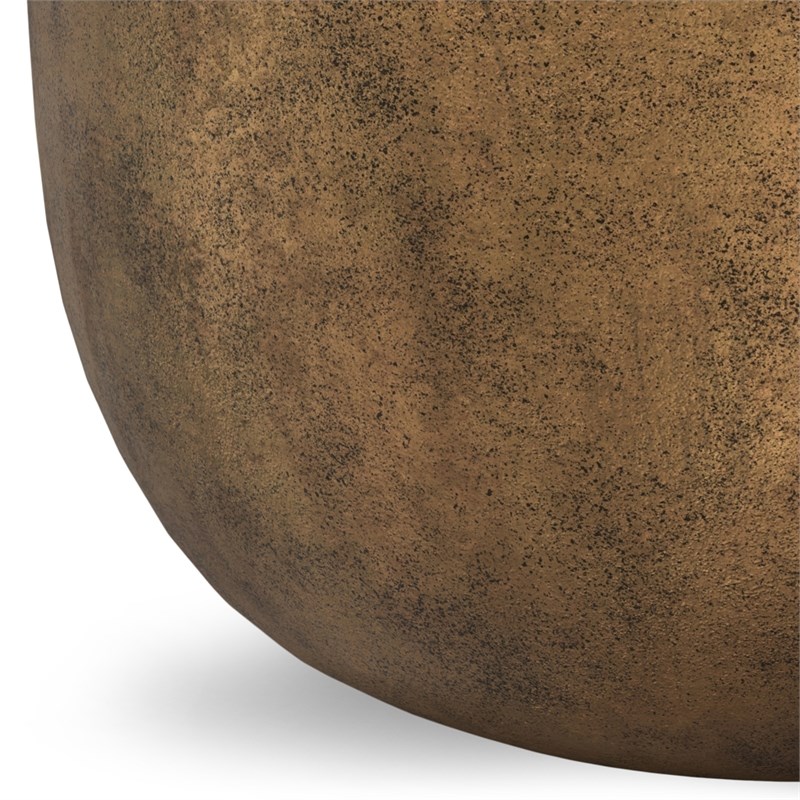 Pemberly Row Drum-Shaped Coffee Table in Antique Brass Cast Aluminum