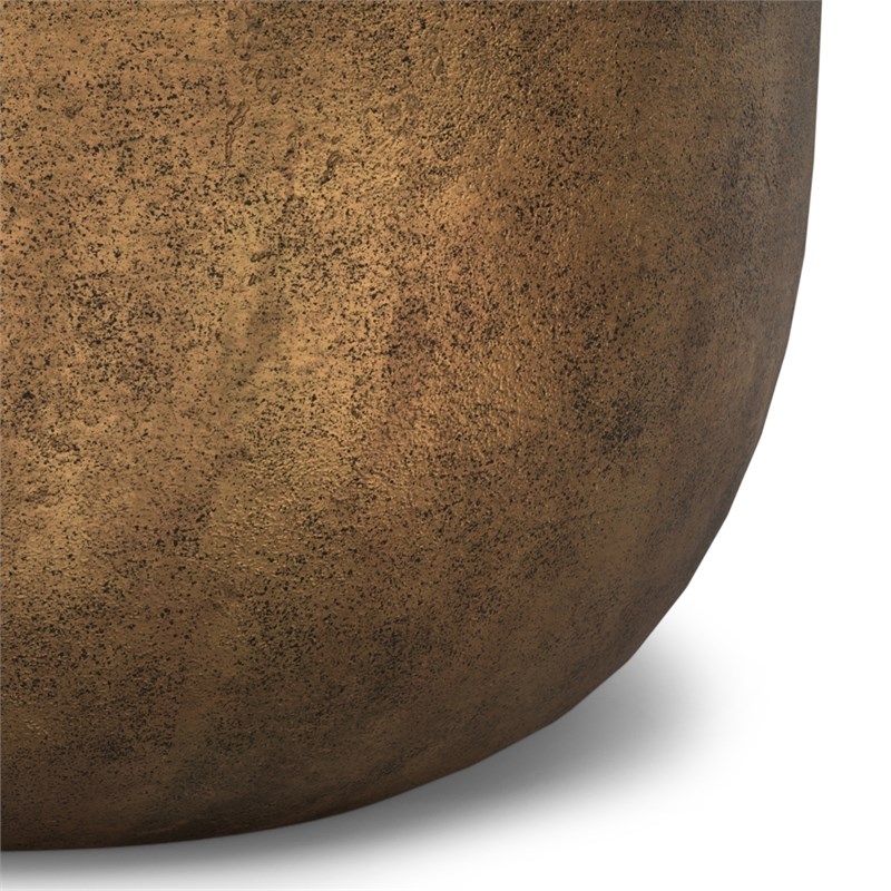 Pemberly Row Drum-Shaped Coffee Table in Antique Brass Cast Aluminum