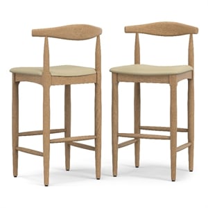 Pemberly Row Mid-Century Bar Stool in Natural Vegan Faux Leather