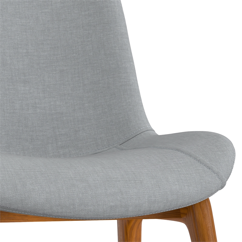 Pemberly Row Solid Wood Dining Chair Set of 2 with Light Gray Upholstery