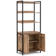 Pemberly Row Solid Mango Wood 74x30 Large Bookshelf with Cabinet in Natural