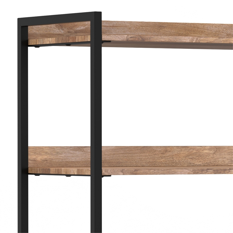 Pemberly Row Solid Mango Wood 74x30 Large Bookshelf with Cabinet in Natural