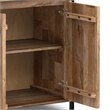 Pemberly Row Solid Mango Wood 74x30 Large Bookshelf with Cabinet in Natural