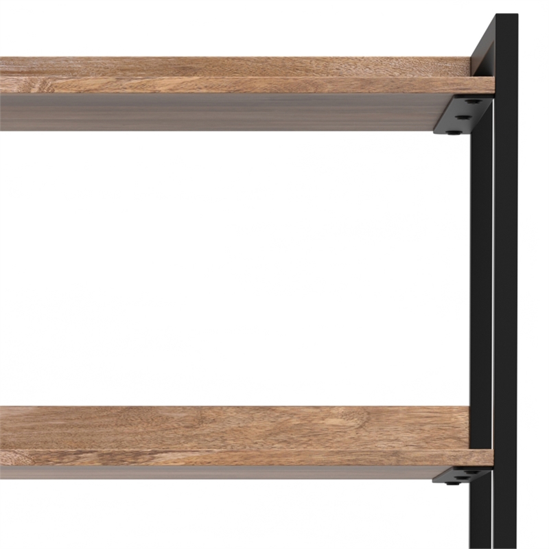 Pemberly Row Solid Mango Wood 74x30 Large Bookshelf with Cabinet in Natural