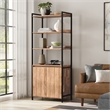 Pemberly Row Solid Mango Wood 74x30 Large Bookshelf with Cabinet in Natural