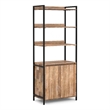 Pemberly Row Solid Mango Wood 74x30 Large Bookshelf with Cabinet in Natural
