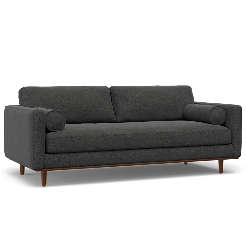 Pemberly Row Morrison Sofa Set with Ottoman in Charcoal Gray Polyester