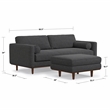 Pemberly Row Morrison Sofa Set with Ottoman in Charcoal Gray Polyester