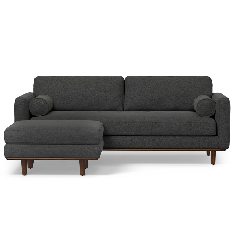 Pemberly Row Morrison Sofa Set with Ottoman in Charcoal Gray Polyester