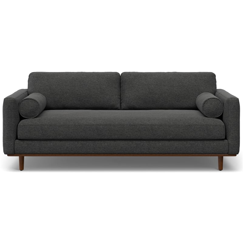 Pemberly Row Morrison Sofa Set with Ottoman in Charcoal Gray Polyester