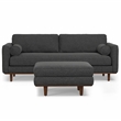 Pemberly Row Morrison Sofa Set with Ottoman in Charcoal Gray Polyester