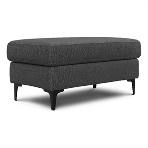 Pemberly Row Ava Ottoman with Tall Metal Legs in Pebble Grey