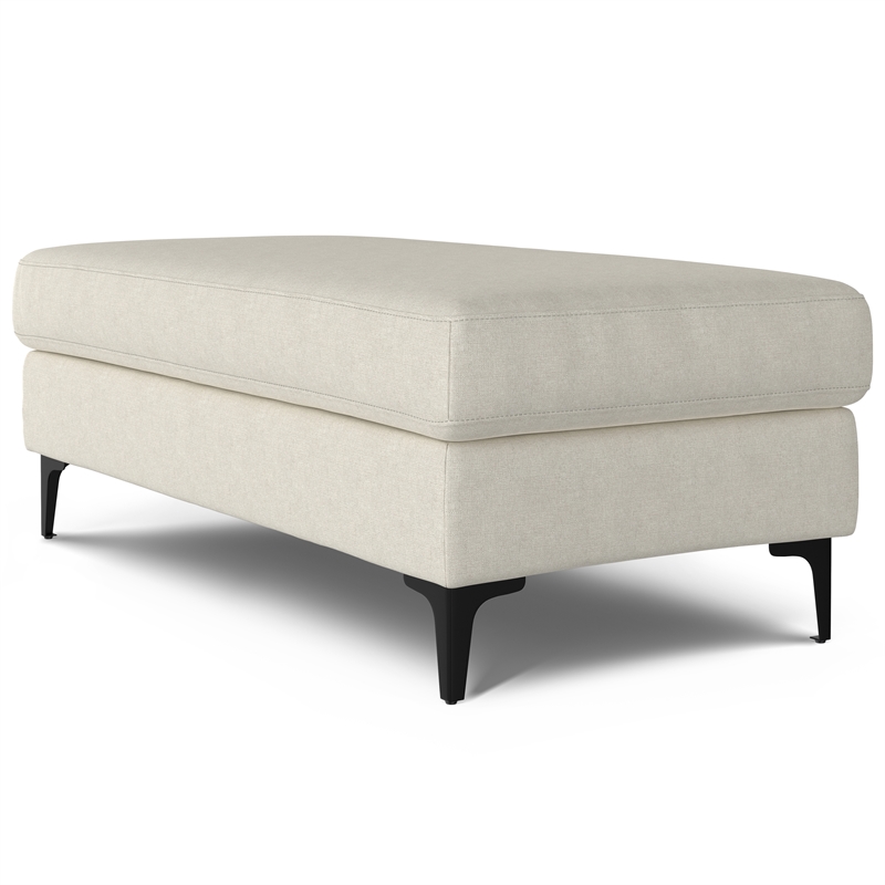 Pemberly Row Ava Large Ottoman with Rectangular Top in Cream Fabric