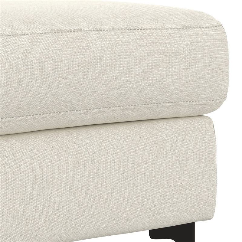 Pemberly Row Ava Large Ottoman with Rectangular Top in Cream Fabric