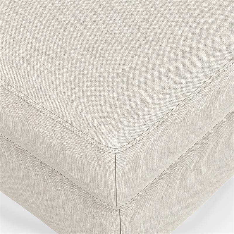 Pemberly Row Ava Large Ottoman with Rectangular Top in Cream Fabric