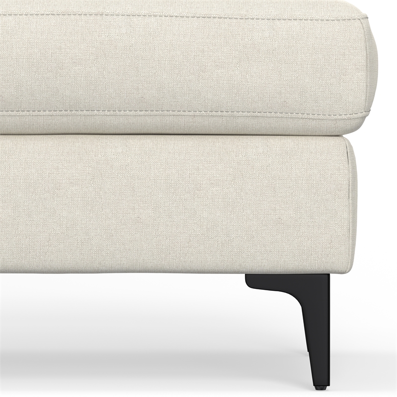 Pemberly Row Ava Large Ottoman with Rectangular Top in Cream Fabric