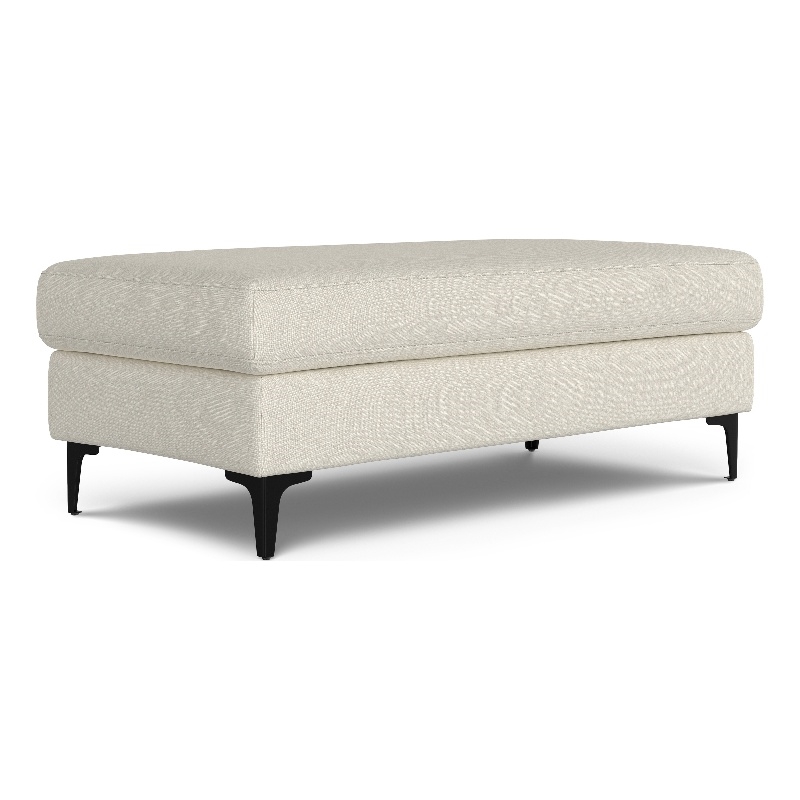 Pemberly Row Ava Large Ottoman with Rectangular Top in Cream Fabric