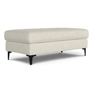 Pemberly Row Ava Large Ottoman with Rectangular Top in Cream Fabric