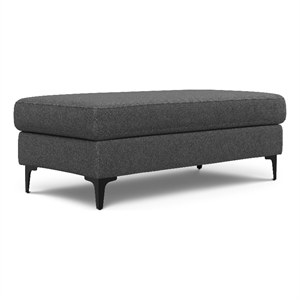 Pemberly Row Ava Large Ottoman with Metal Legs in Pebble Grey