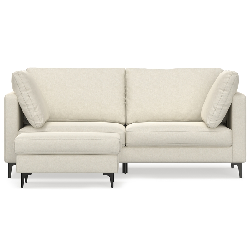 Pemberly Row Ava 76-inch Sofa and Ottoman Set in Cream Fabric