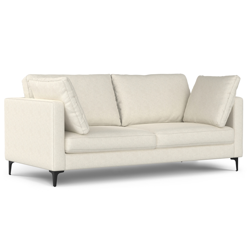 Pemberly Row Ava 76-inch Sofa and Ottoman Set in Cream Fabric