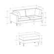 Pemberly Row Ava 76-inch Sofa and Ottoman Set in Cream Fabric