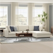 Pemberly Row Ava 76-inch Sofa and Ottoman Set in Cream Fabric
