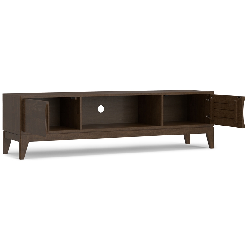 Pemberly Row Hardwood 72 in TV Media Stand in Walnut Brown