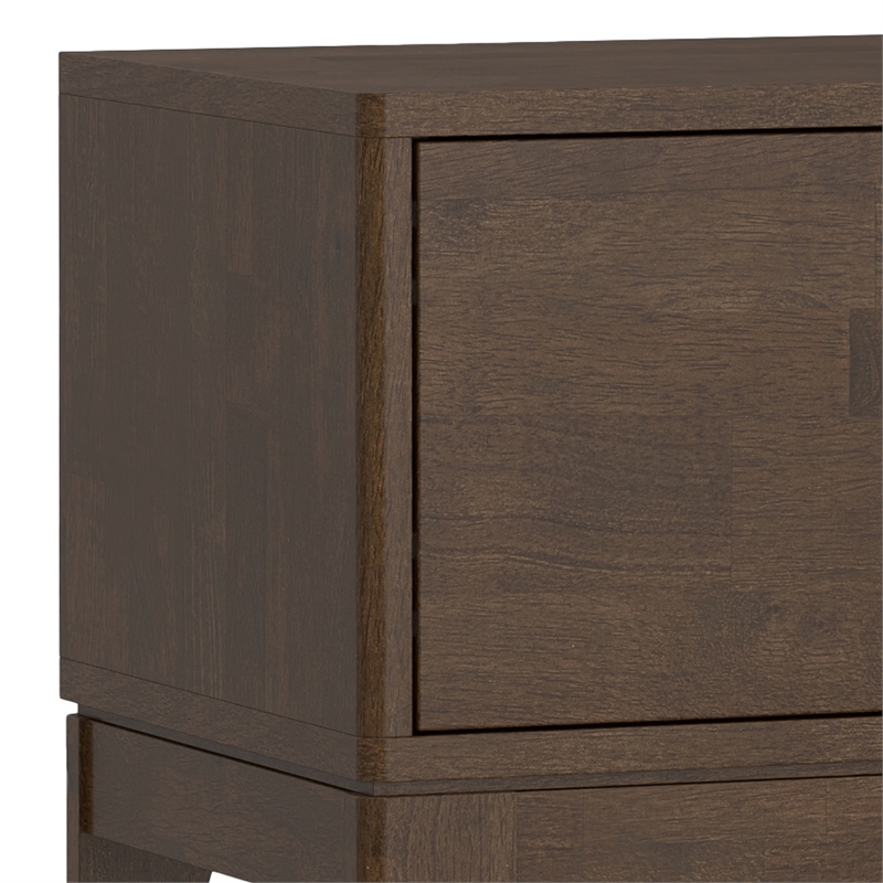 Pemberly Row Hardwood 72 in TV Media Stand in Walnut Brown