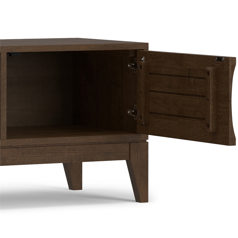 Pemberly Row Hardwood 72 in TV Media Stand in Walnut Brown