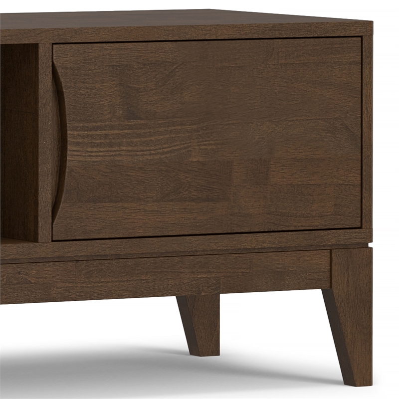 Pemberly Row Hardwood 72 in TV Media Stand in Walnut Brown
