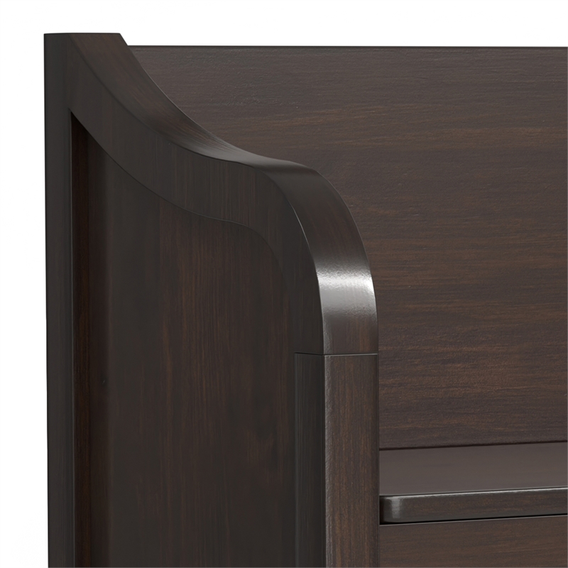 Pemberly Row Solid Wood Storage Bench with Shelf in Chestnut Brown