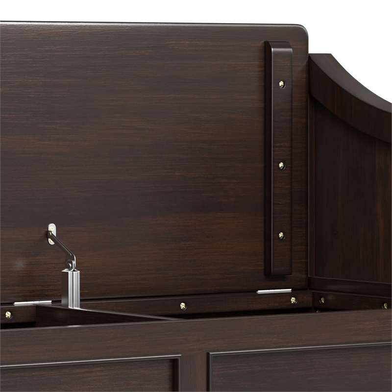 Pemberly Row Solid Wood Storage Bench with Shelf in Chestnut Brown